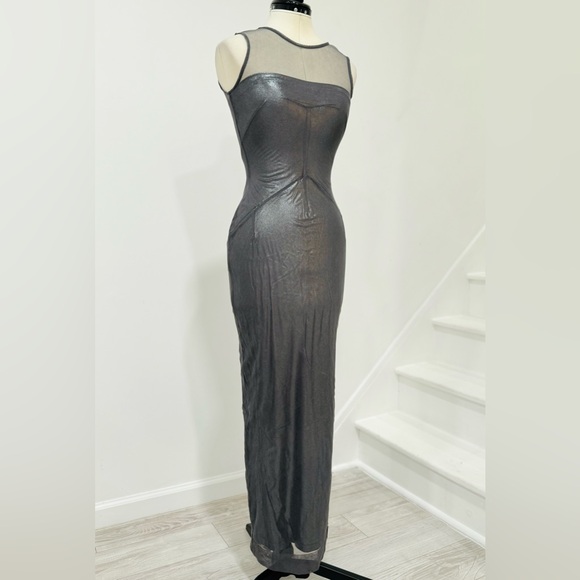 KIM DOLCE and GABBANA Long foiled jersey and tulle midi dress - Picture 6 of 14